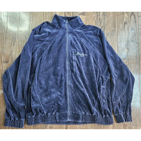 Vintage Sean John Tracksuit Jacket Mens XL Velour Blue Hip Hop Streetwear Y2K - Picture 1 of 12
